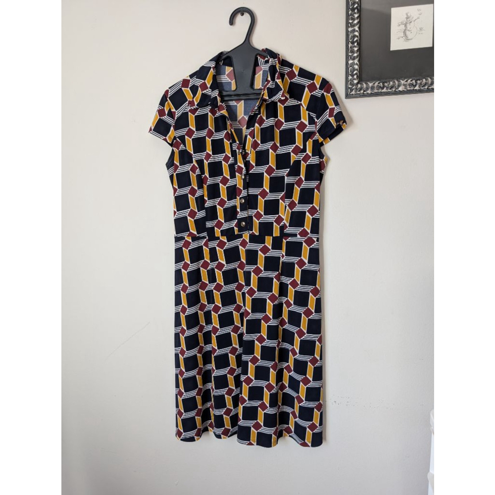 EN FOCUS STUDIO Navy Yellow Geometric women's Mini Dress Size 10